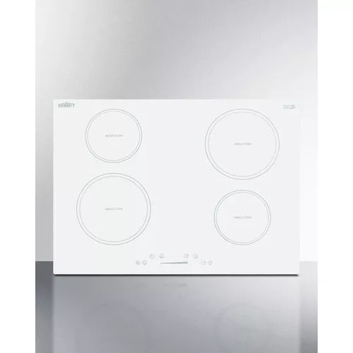 30'' 230V 4-Burner Induction Cooktop In White - SINC4B302W Summit