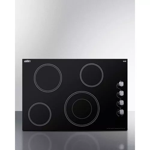 30'' Wide 4-Burner Smooth-Top Cooktop In Black - CR4B30MB Summit