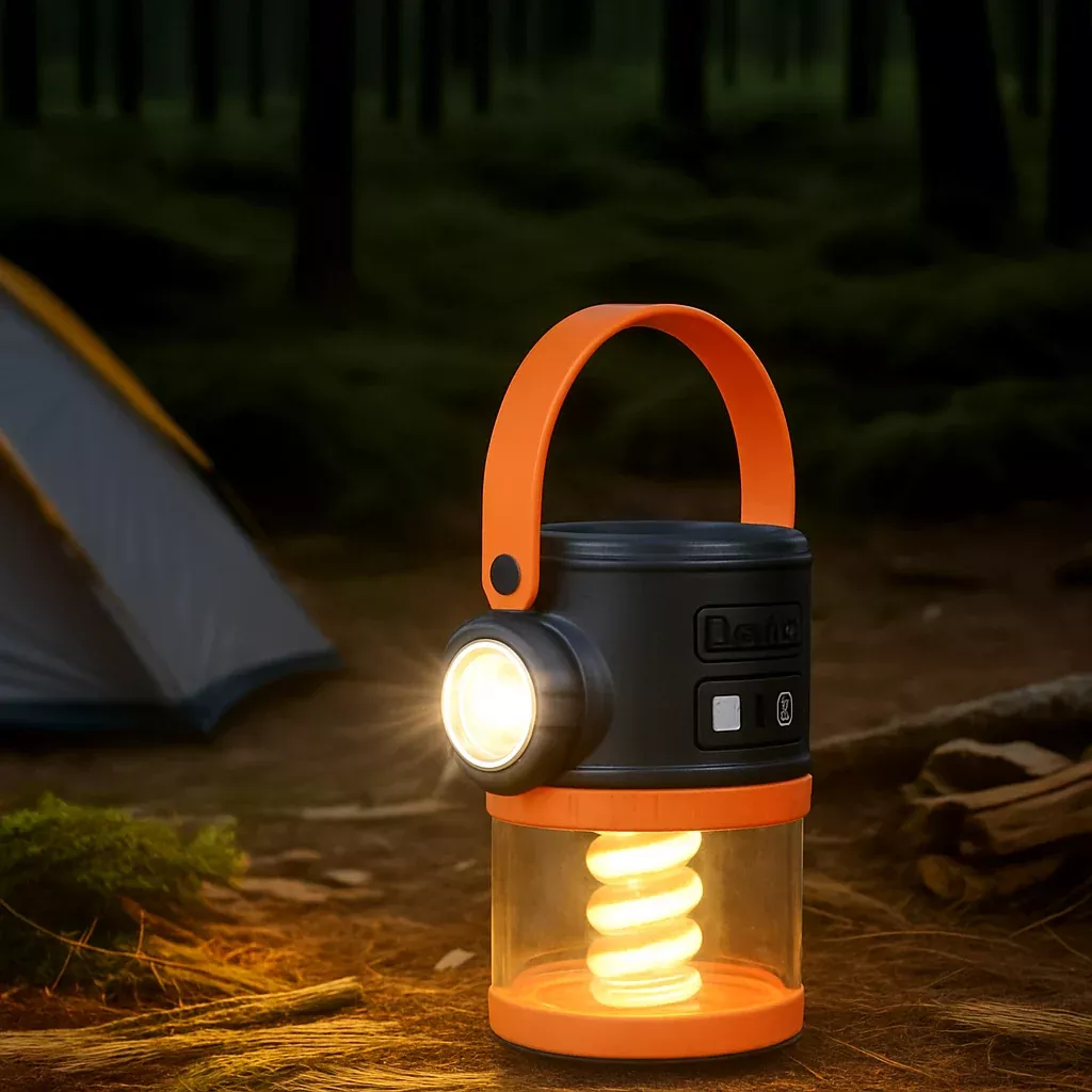 4.5" Solar Camping Lantern – USB Rechargeable, Dual Light, Battery Indicator