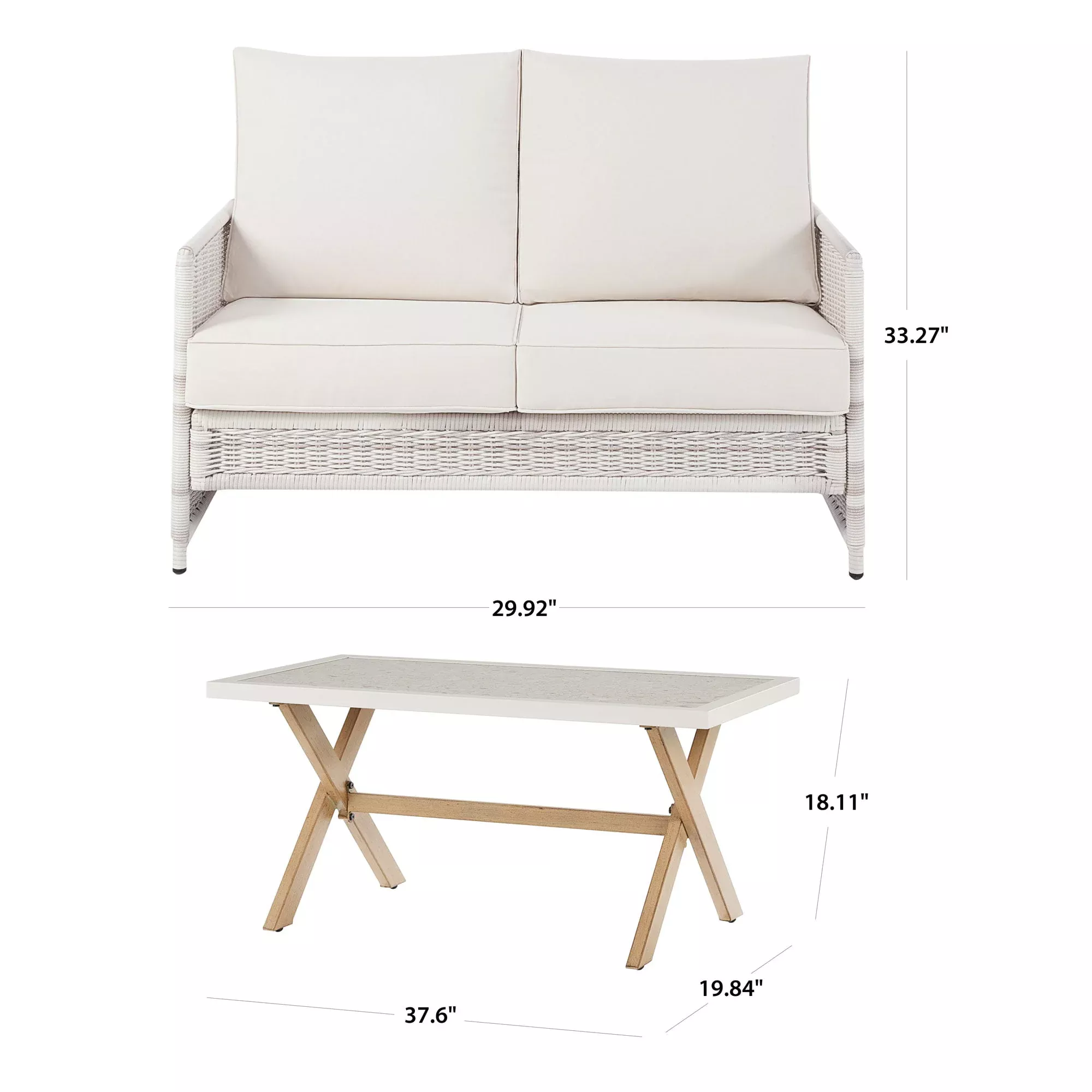 4-Piece Wicker Outdoor Conversation Set, Chair and Loveseat