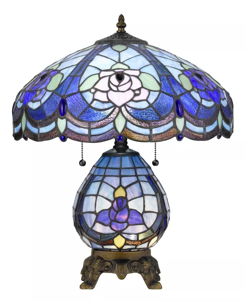 60w X 2 Tiffany Table Lamp with 7w Night Light