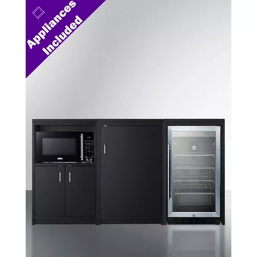 64'' Wide Casework Suite With Refrigerator, Microwave, And Cabinets - CWSUITE64G Summit