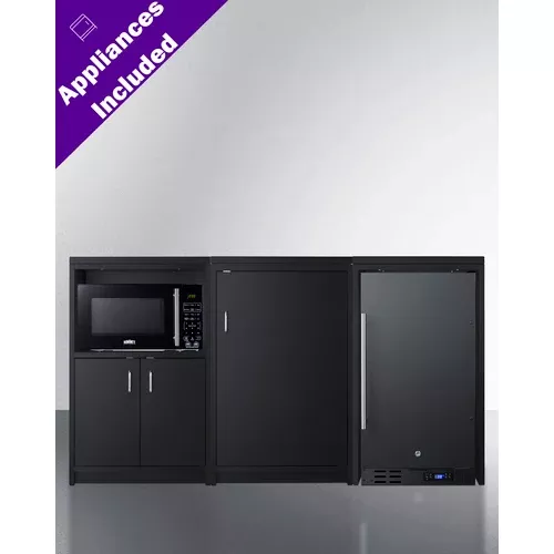 64'' Wide Casework Suite With Refrigerator, Microwave, And Cabinets - CWSUITE64R Summit