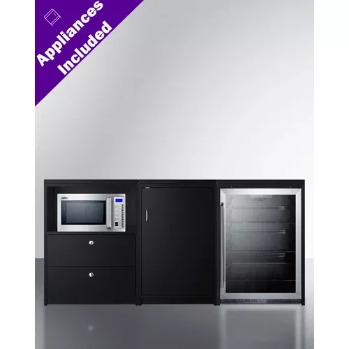 74'' Wide Casework Suite With Refrigerator, Microwave, And Cabinets - CWSUITE74G Summit