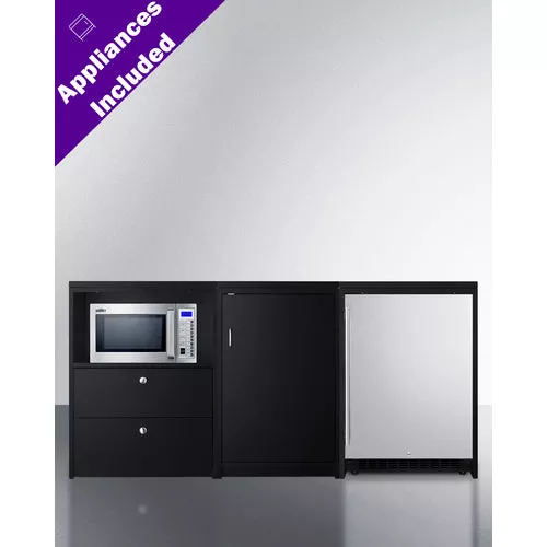 74'' Wide Casework Suite With Refrigerator, Microwave, And Cabinets - CWSUITE74R Summit