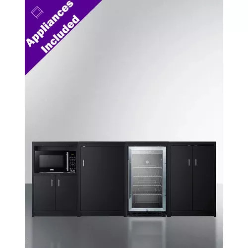85'' Wide Casework Suite With Refrigerator, Microwave, And Cabinets - CWSUITE85G Summit