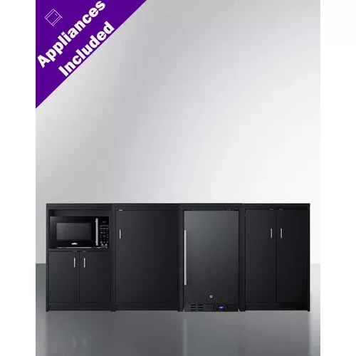 85'' Wide Casework Suite With Refrigerator, Microwave, And Cabinets - CWSUITE85R Summit