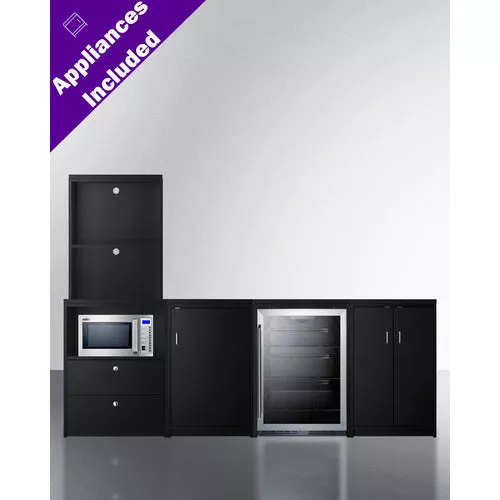 95'' Wide Casework Suite With Refrigerator, Microwave, And Cabinets - CWSUITE95G Summit