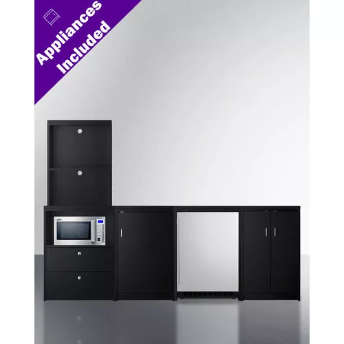 95'' Wide Casework Suite With Refrigerator, Microwave, And Cabinets - CWSUITE95R Summit