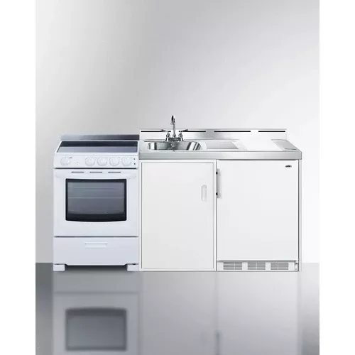 All-In-One Combination Kitchenette With Refrigerator-Freezer, Sink, Storage Cabinet, And Gas Range - ACK60GASW Summit