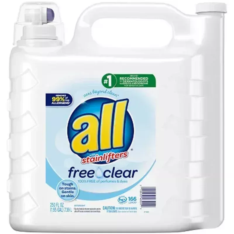 All Liquid Laundry Detergent Free Clear for Sensitive Skin (250 Oz.,166 Loads)