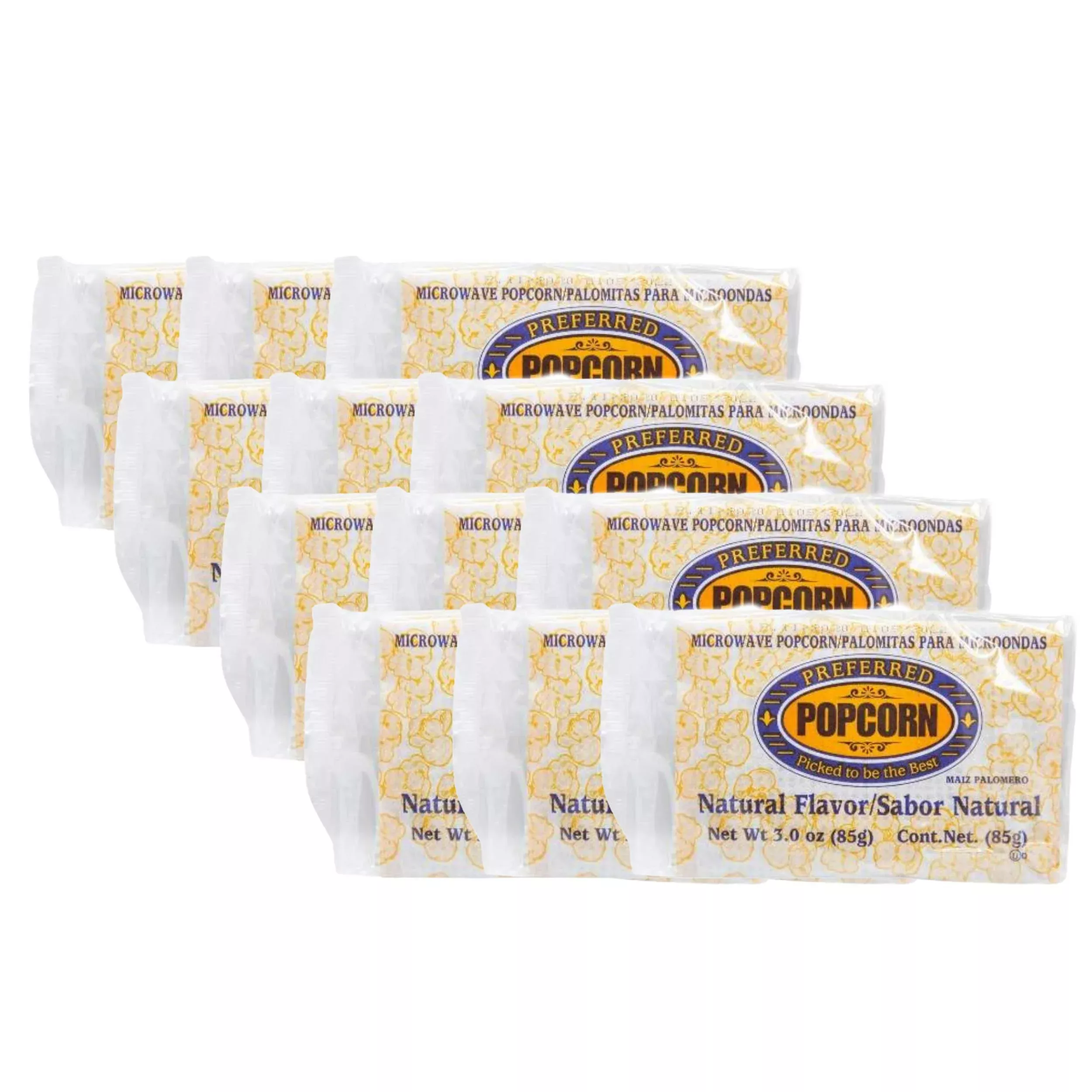 All Natural Flavored Microwave Popcorn | Pack of 12 | 3 oz | Preferred Popcorn