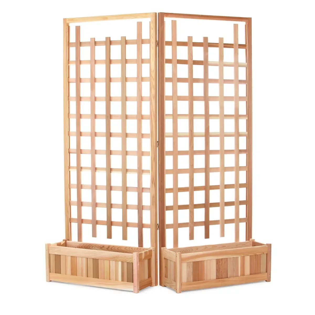 All Things Cedar PL30-Twin Planter Set with Trellis Screen, 4-Piece