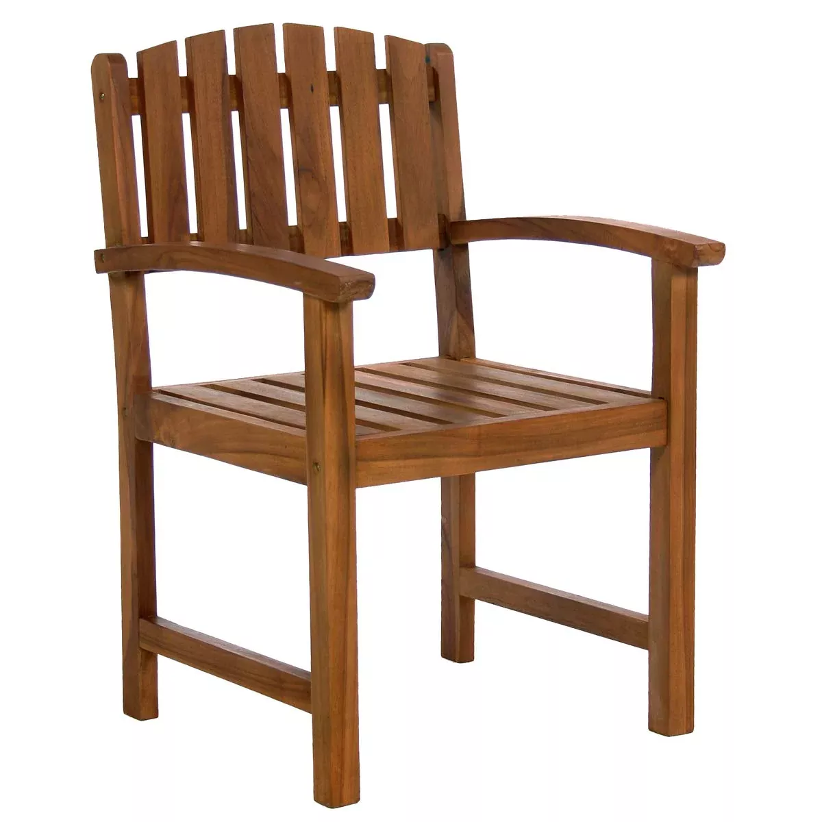 All Things Cedar TD20 Teak Arm Chair | Handcrafted Indonesian Teak Java Finish | Solid Brass Fittings | Curved Chair Back | Mortise & Tenon Joinery | Outdoor Wooden | 24x23x41h