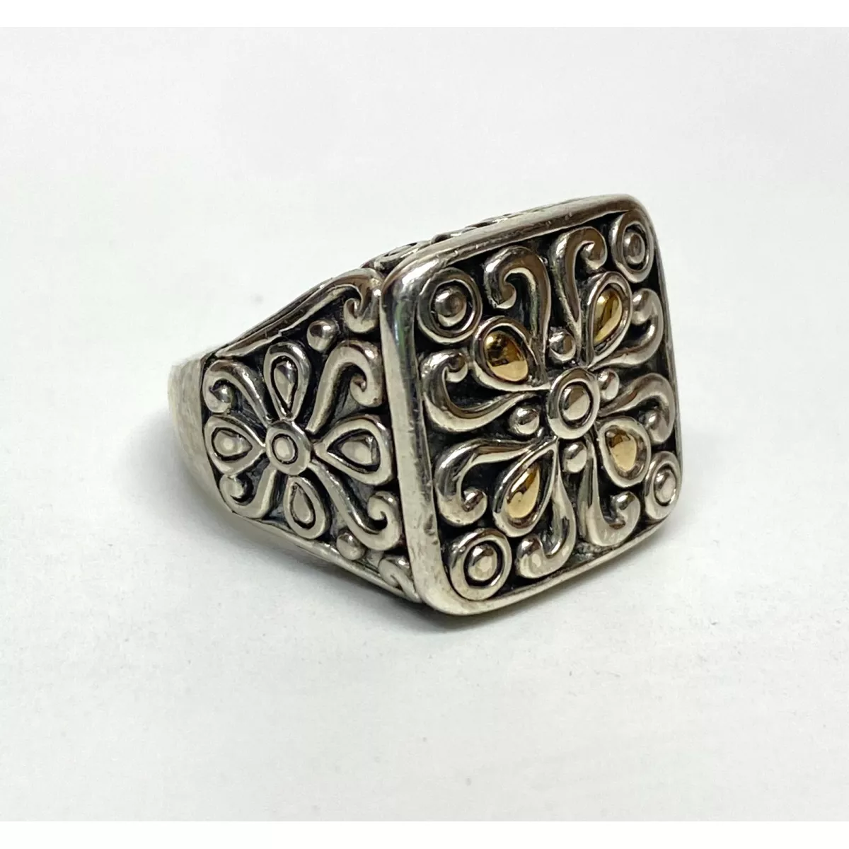 ANGELA BY JOHN HARDY STERLING SILVER 14K GOLD RING
