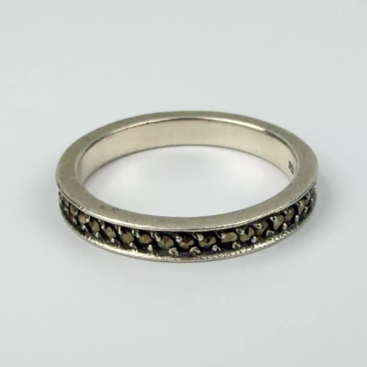 Anna Sui Marcasite Sterling Silver Band Ring Size 7