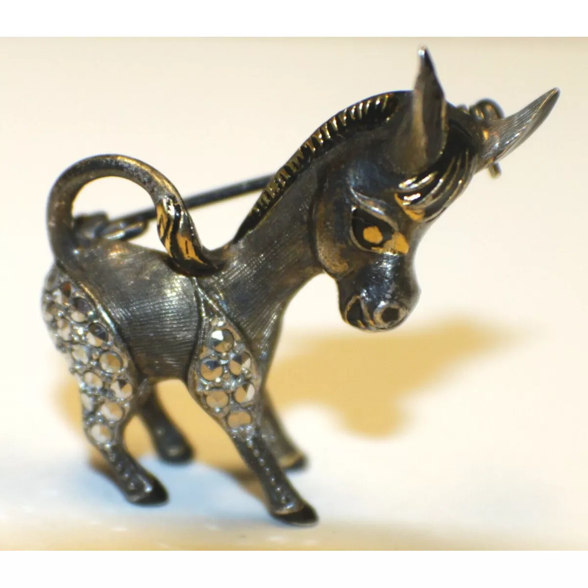 AntiqueSterling Silver Marcasite DonkeyBrooch