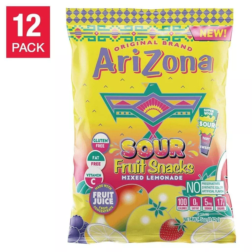 Arizona Sour Fruit Snacks, Mixed Lemonade, 5 oz, 12-count