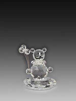 Asfour Crystal 201-1 1.85 L x 3.3 H in. Crystal Bear With Balloons & Stand Animals Figurines