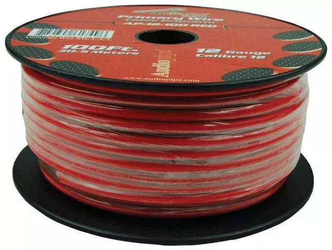 Audiopipe Primary Wire 12-gauge 100 Foot Spool - Red