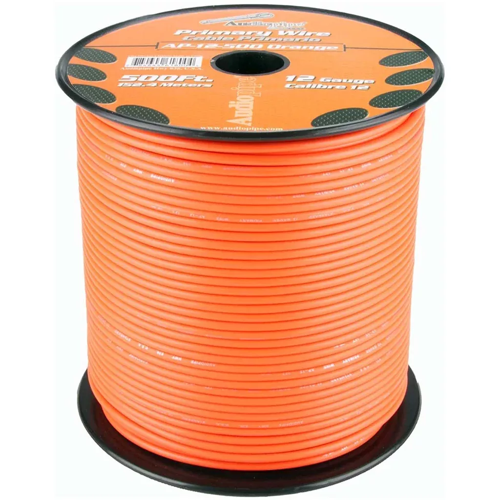 Audiopipe Primary Wire 12-gauge 500 Foot Spool - Orange