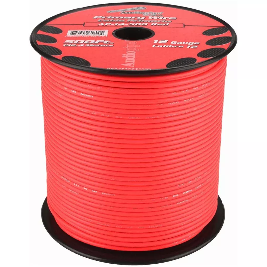 Audiopipe Primary Wire 12-gauge 500 Foot Spool - Red