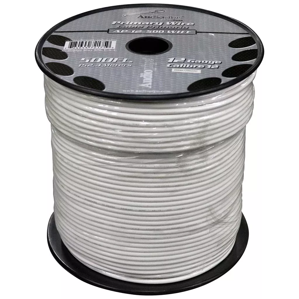 Audiopipe Primary Wire 12-gauge 500 Foot Spool - White