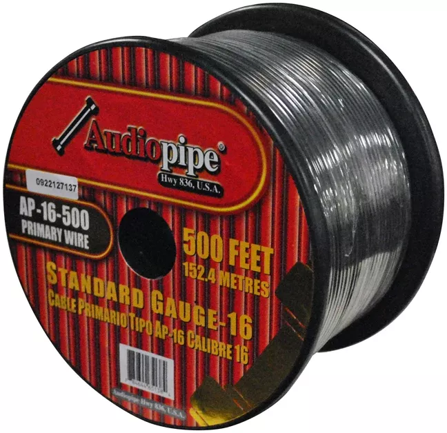 Audiopipe Primary Wire 16-gauge 500 Foot Spool - Black