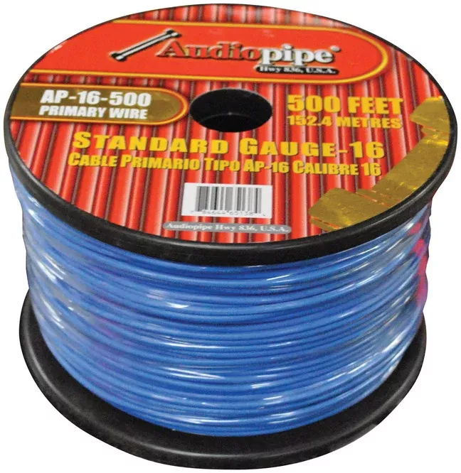 Audiopipe Primary Wire 16-gauge 500 Foot Spool - Blue