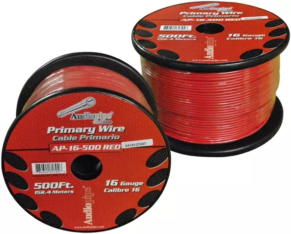 Audiopipe Primary Wire 16-gauge 500 Foot Spool - Red