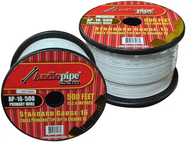 Audiopipe Primary Wire 16-gauge 500 Foot Spool - White