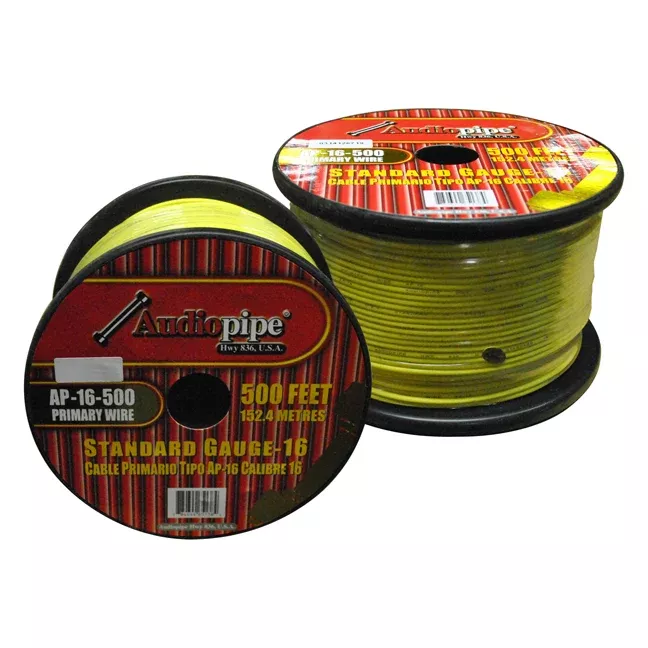 Audiopipe Primary Wire 16-gauge 500 Foot Spool - Yellow