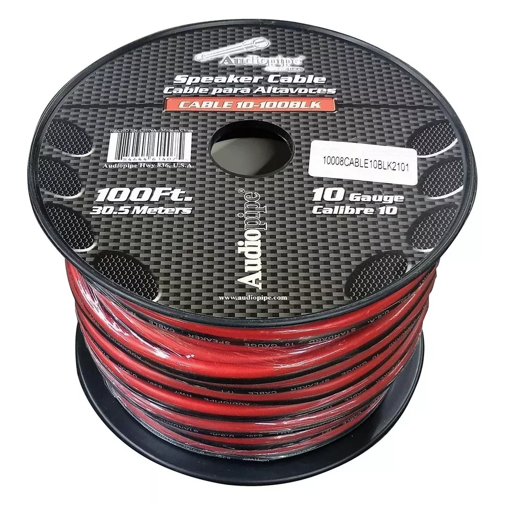 Audiopipe Speaker Wire 10-gauge 100 Foot Spool - Black/red