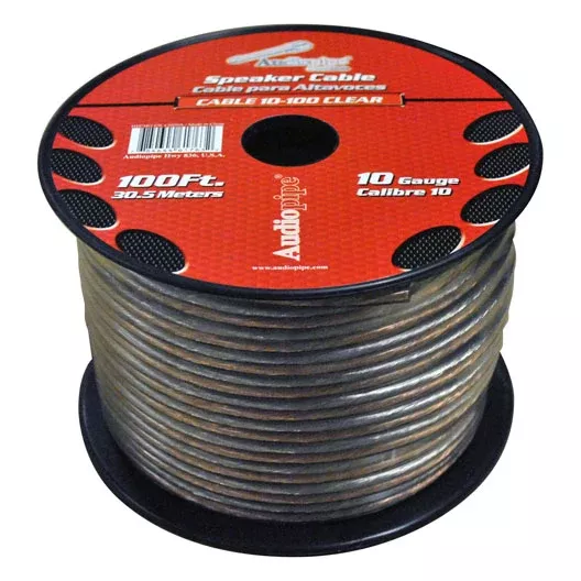 Audiopipe Speaker Wire 10-gauge 100 Foot Spool - Clear Insulation