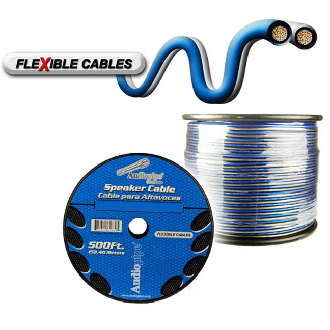 Audiopipe Speaker Wire 14-gauge 500 Foot Spool - Blue/clear