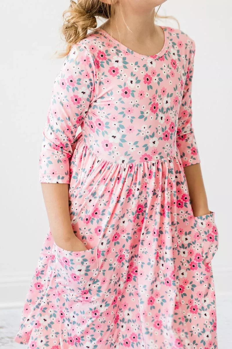 Azalea 3 /4 Sleeve Pocket Twirl Dress