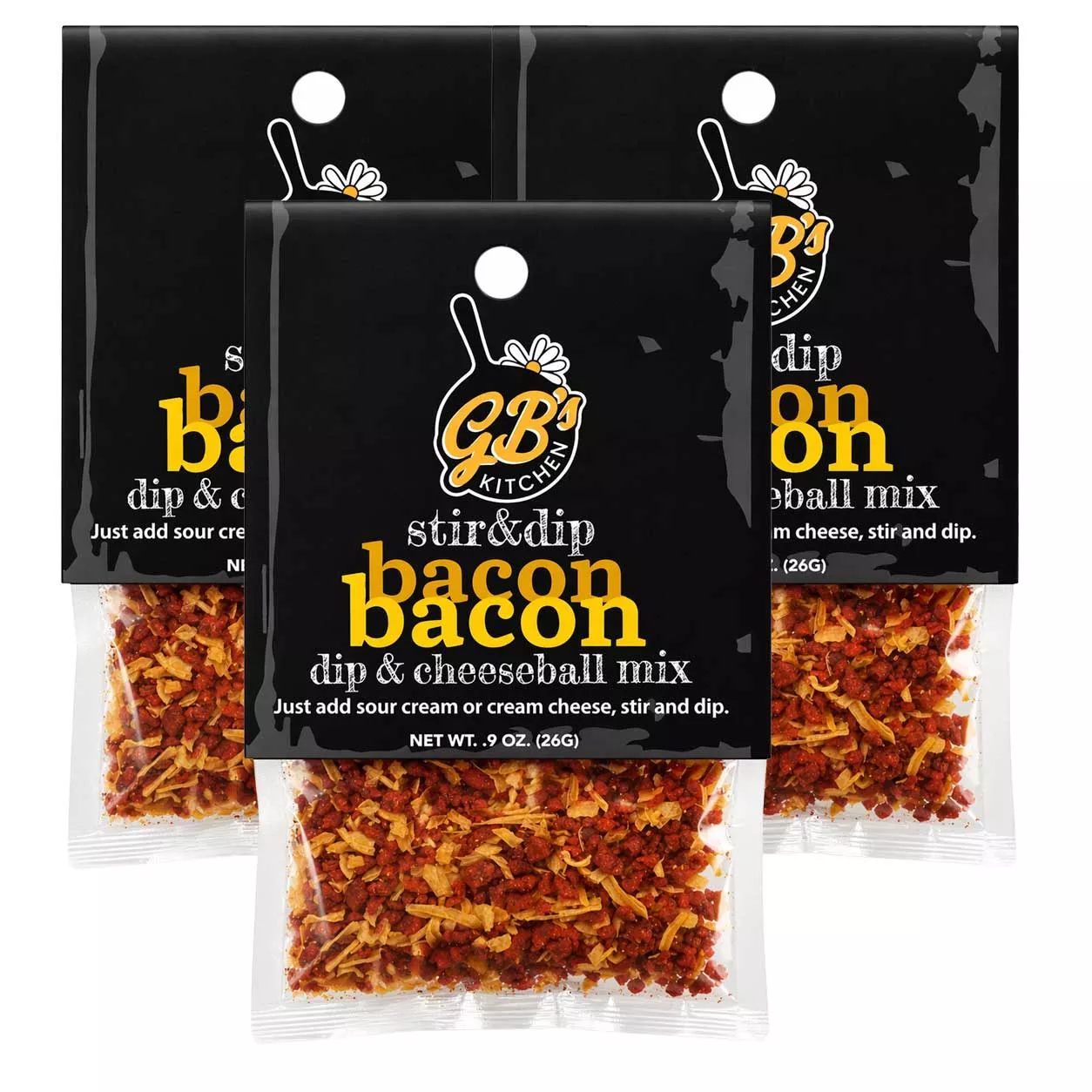 Bacon Bacon Dip & Cheeseball Mix | Pack of 3 | .9 oz | GB's Kitchen