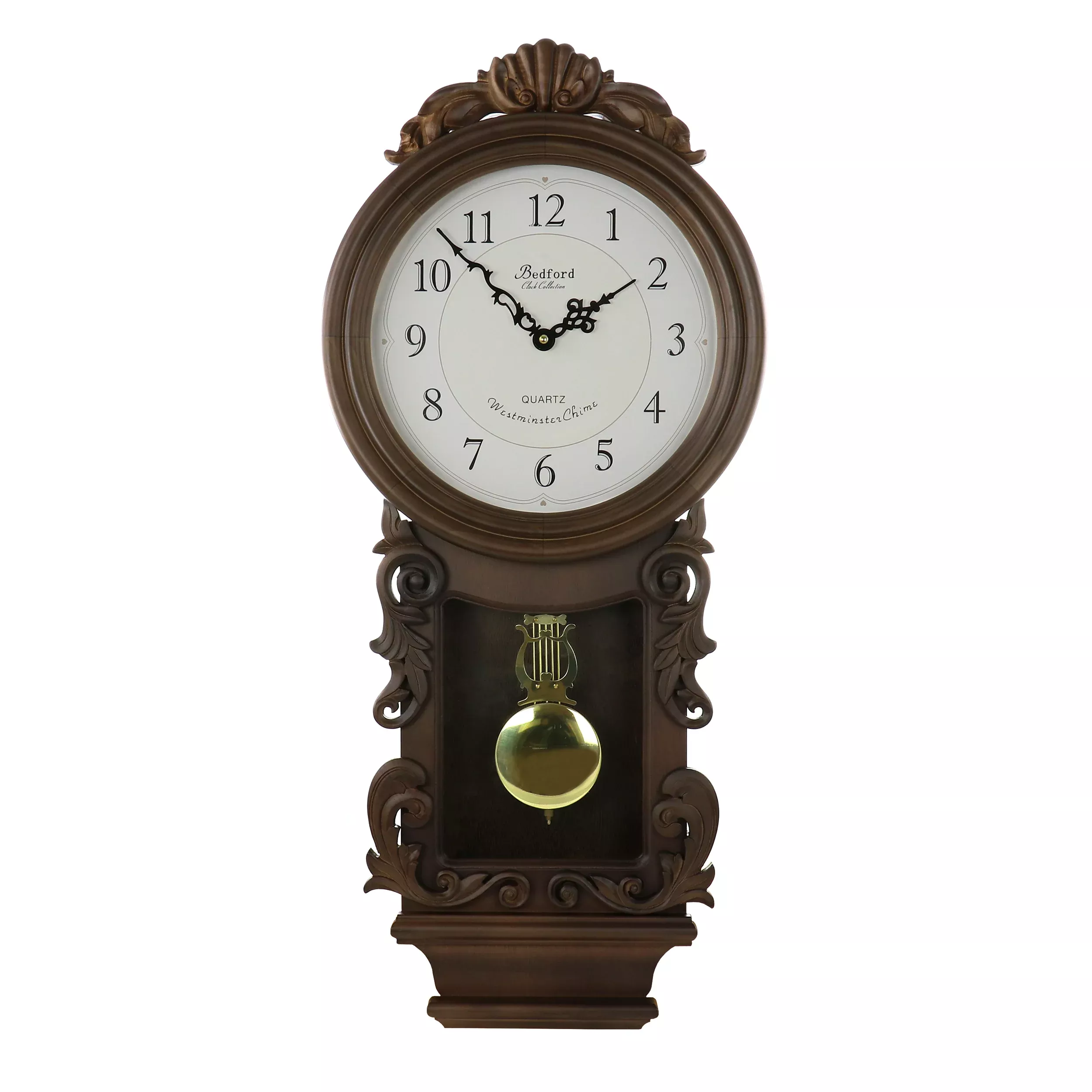 Bedford Clock CollectionChestnut Chiming Pendulum Wall Clock