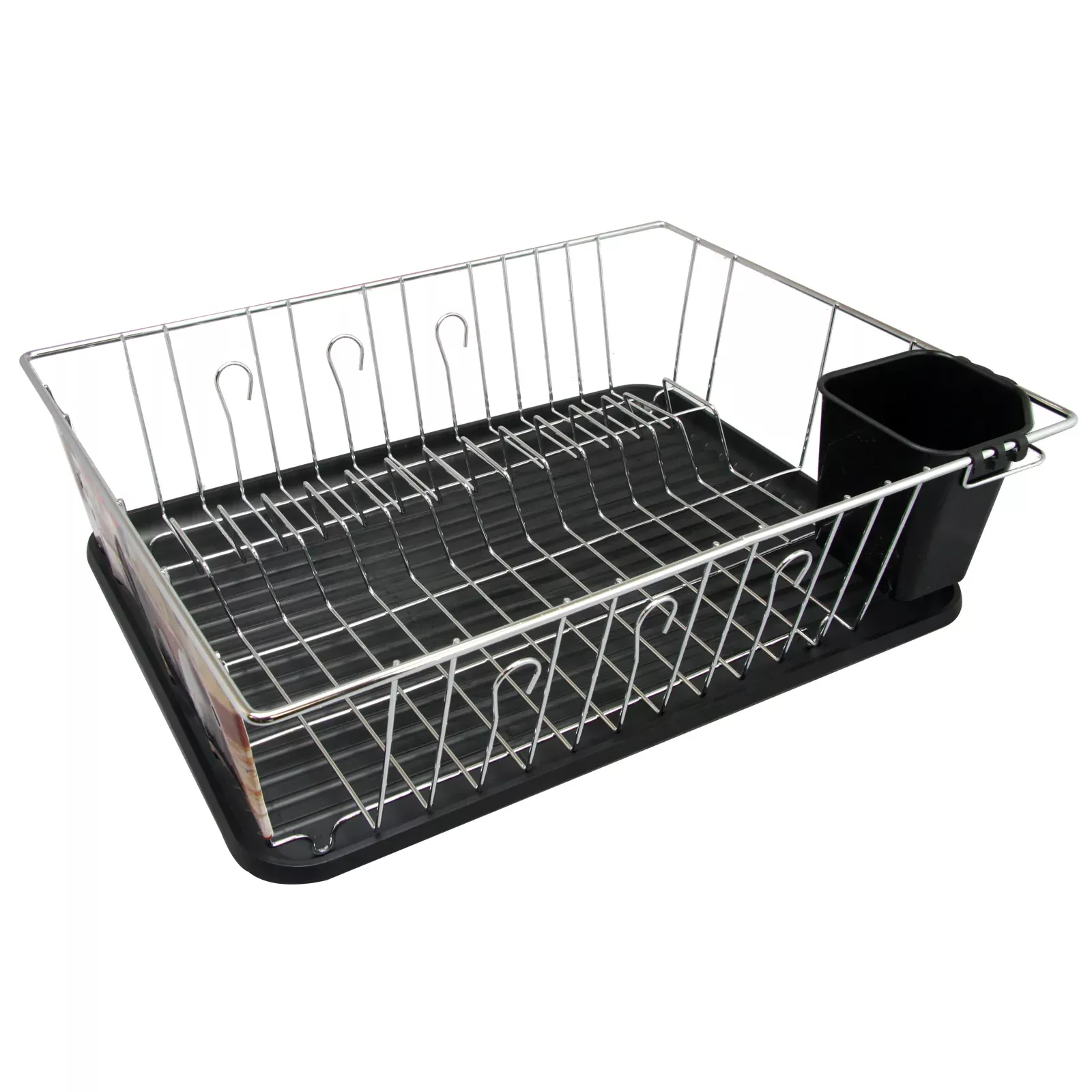 Better Chef16 Inch Chrome Dish Rack with Black Draining Tray