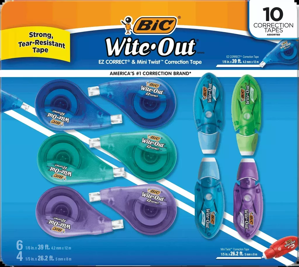 BIC Wite-Out Correction Tape, Variety Pack, 10-count