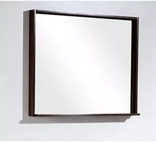 Bliss 34Inch Framed Mirror With Shelve - Walnut Finish