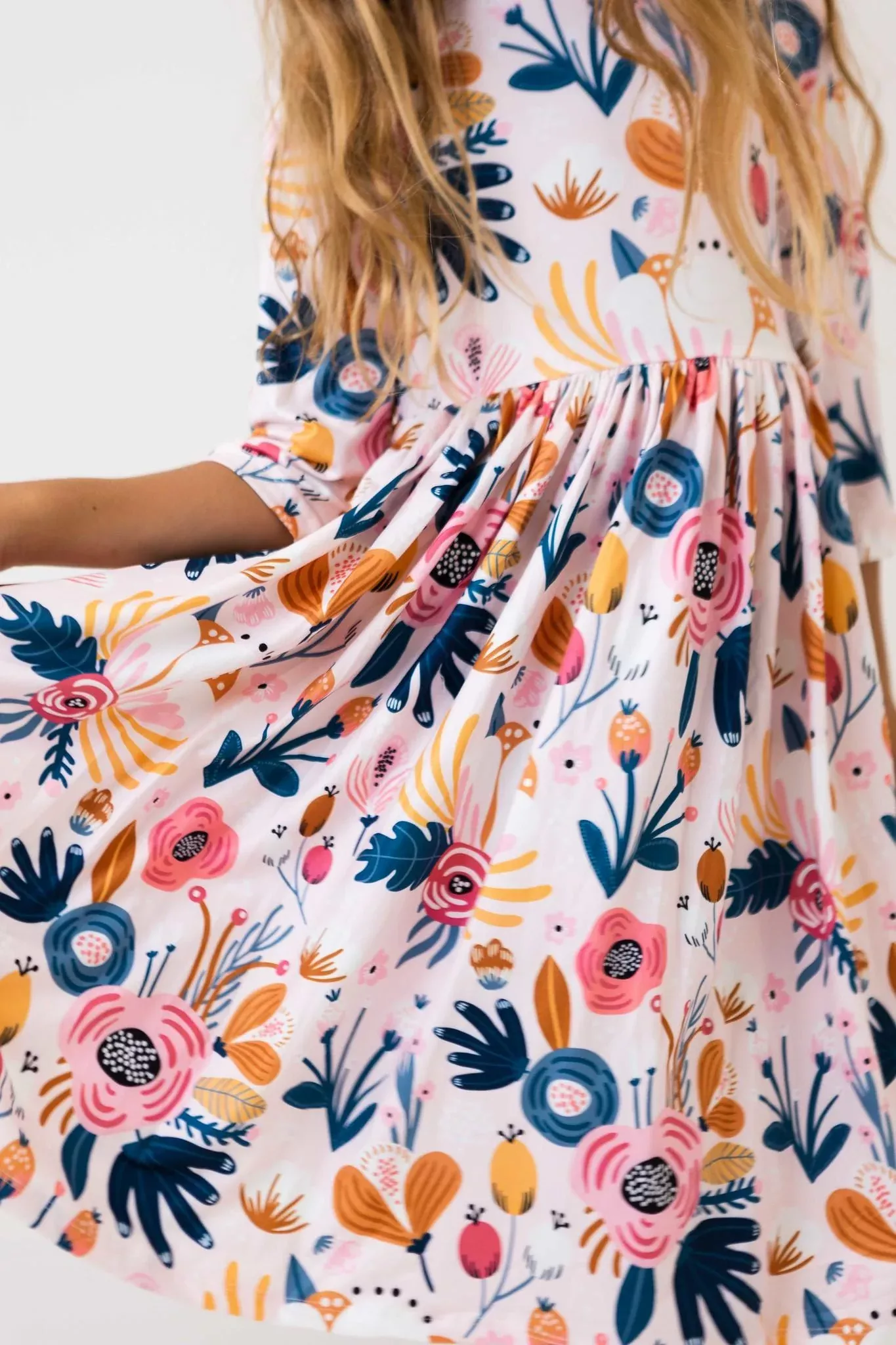 Blush Peony 3 /4 Sleeve Pocket Twirl Dress