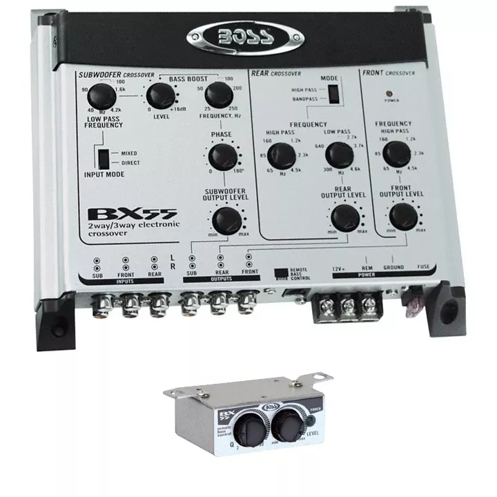 BOSS AUDIO BX55 2/3-way Pre-Amp Electronic Crossover with Remote Subwoofer Level Control