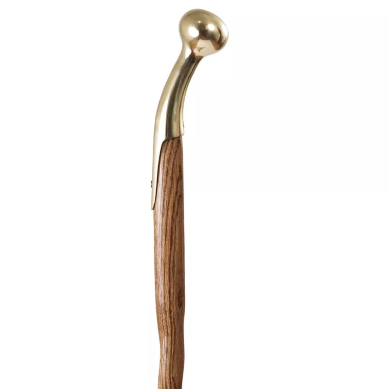 Brazos Twisted Oak Cane w/ Brass Hammed Top - 37"
