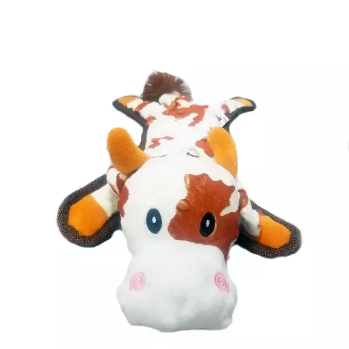 Brown Flat Cow Dog Toy