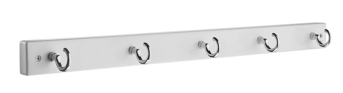 BX1015 - WHITE HOOK RACK WITH POLISHED CHROME LOOP HOOKS