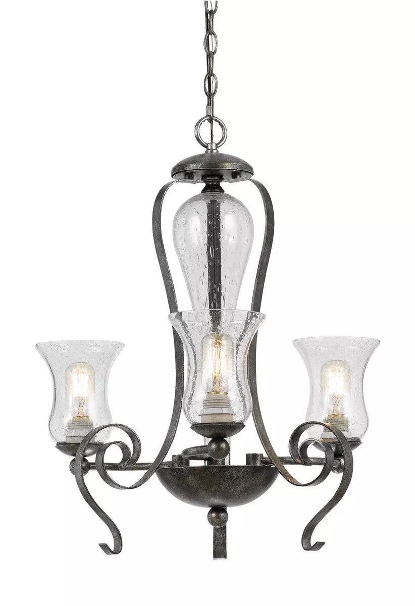 Cal Lighting 3-Light Hardwire Ceiling Mount Tarnished Pewter Chandelier