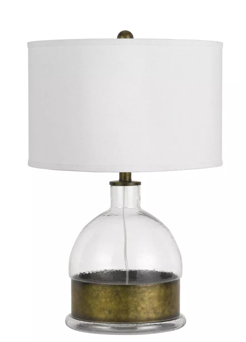 Cal Lighting BO-2809TB Transitional One Light Table Lamp from Rapallo Collection in Glass/Brass - Antique Finish, 16.00 inches