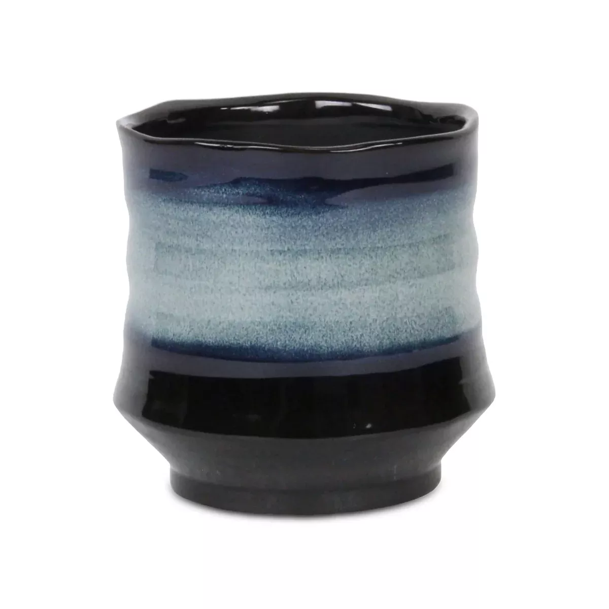 Cheungs Perlacea Curved Round Tapering Ceramic Pot- Large - Blue