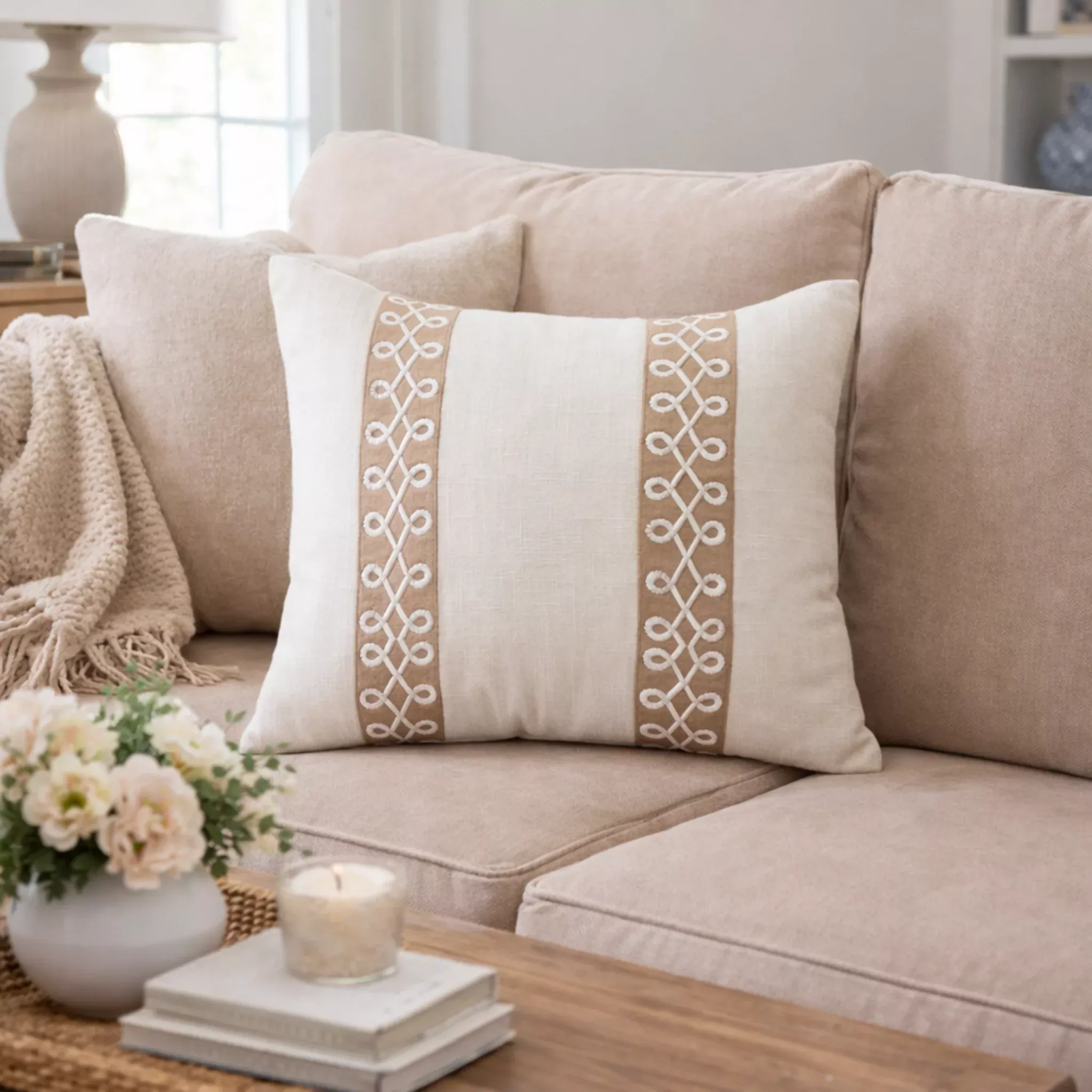 Classic Ribbon Trim Pillow